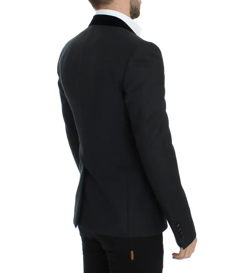 Dark green wool slim fit blazer