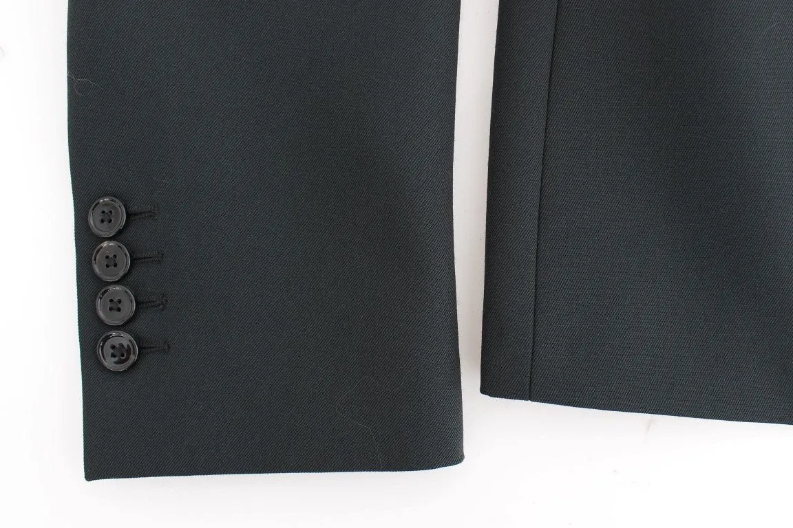 Dark green wool slim fit blazer