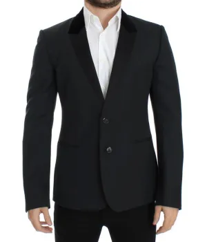 Dark green wool slim fit blazer