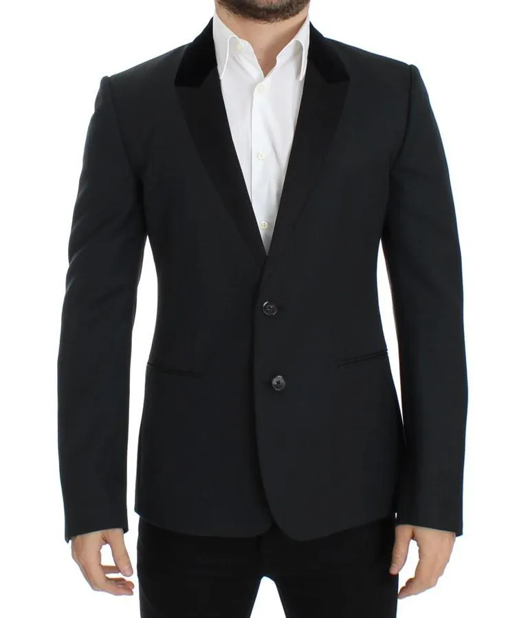 Dark green wool slim fit blazer