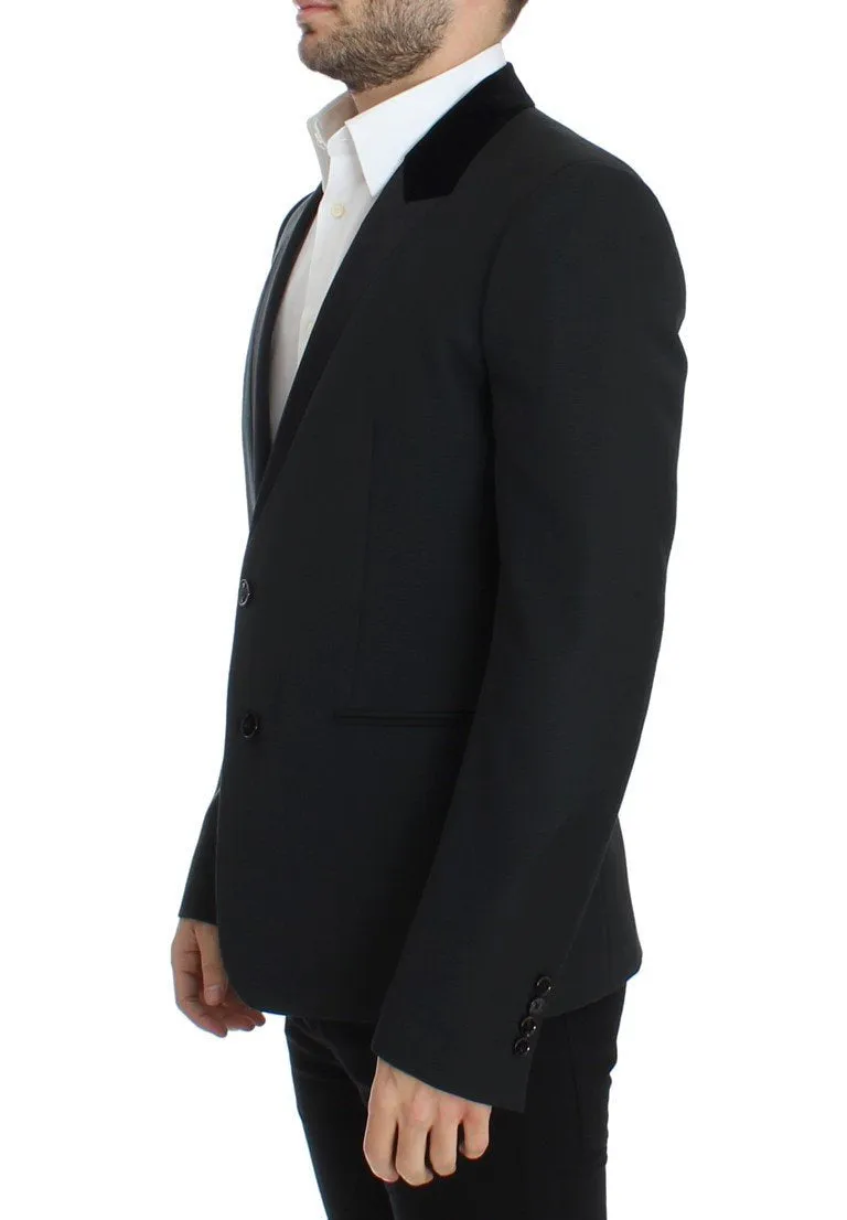 Dark green wool slim fit blazer