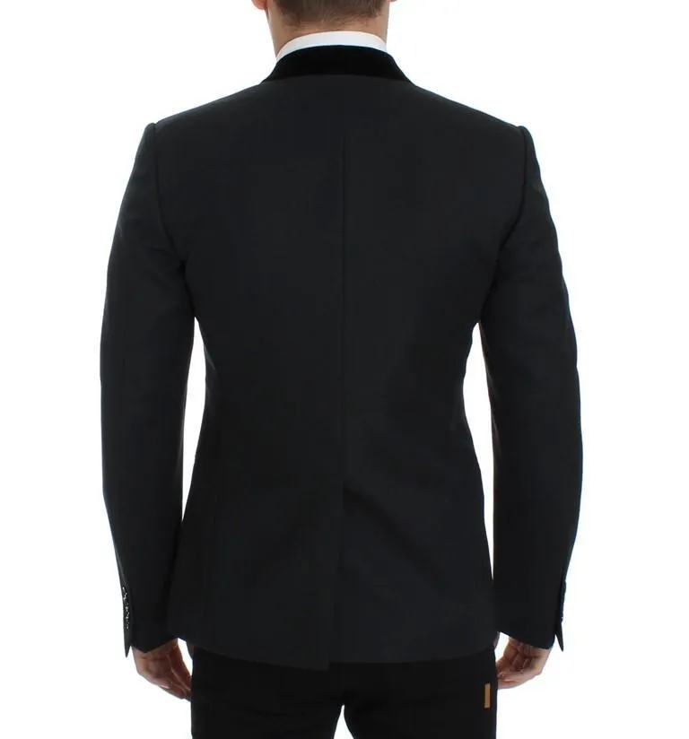 Dark green wool slim fit blazer