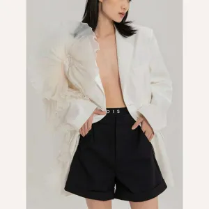 DEAT 2023 Summer Women's Blazer New Fashion Neothed Loose Single Breatsed Long Sleeve Spliced Mesh Elegant Suit jackets WV10000S