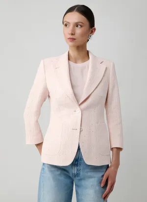 Debra Single Breasted Patch Pocket Boucle Blazer