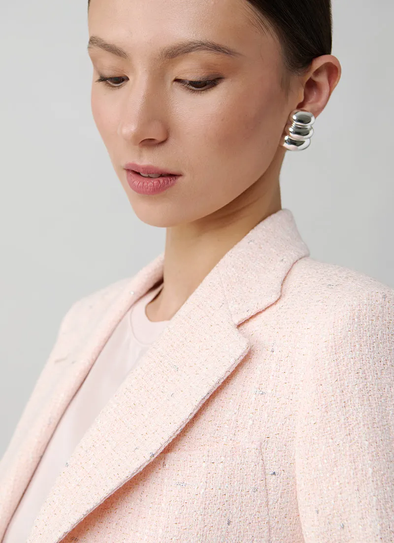Debra Single Breasted Patch Pocket Boucle Blazer