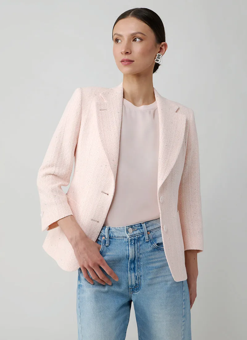 Debra Single Breasted Patch Pocket Boucle Blazer