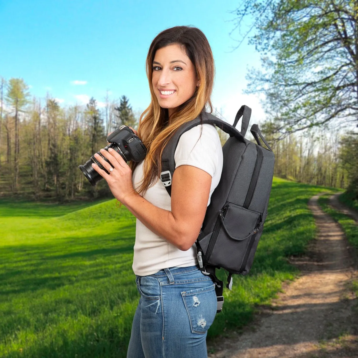 Deco Photo Photo and Video Backpack for Mirrorless and DSLR Cameras and Drones (Dark Grey)