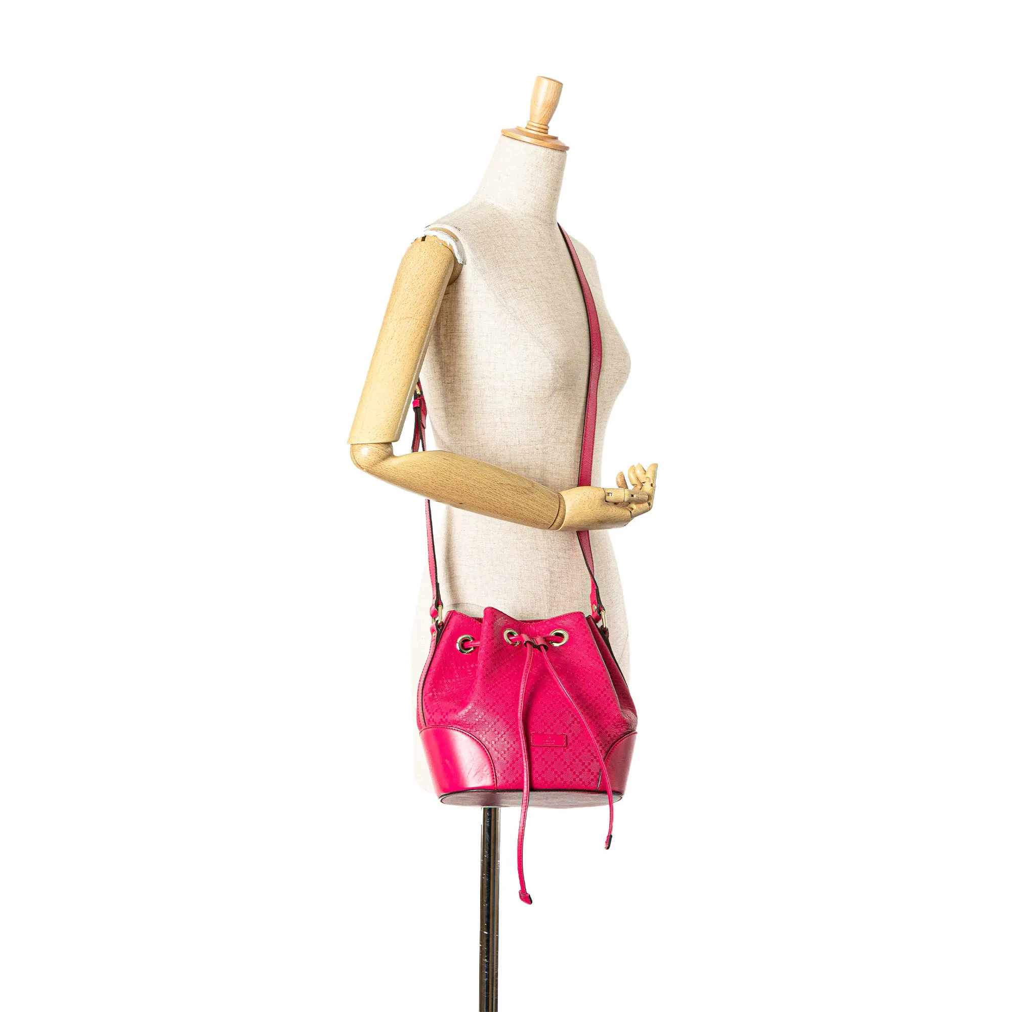 Diamante Leather Bright Bucket Bag