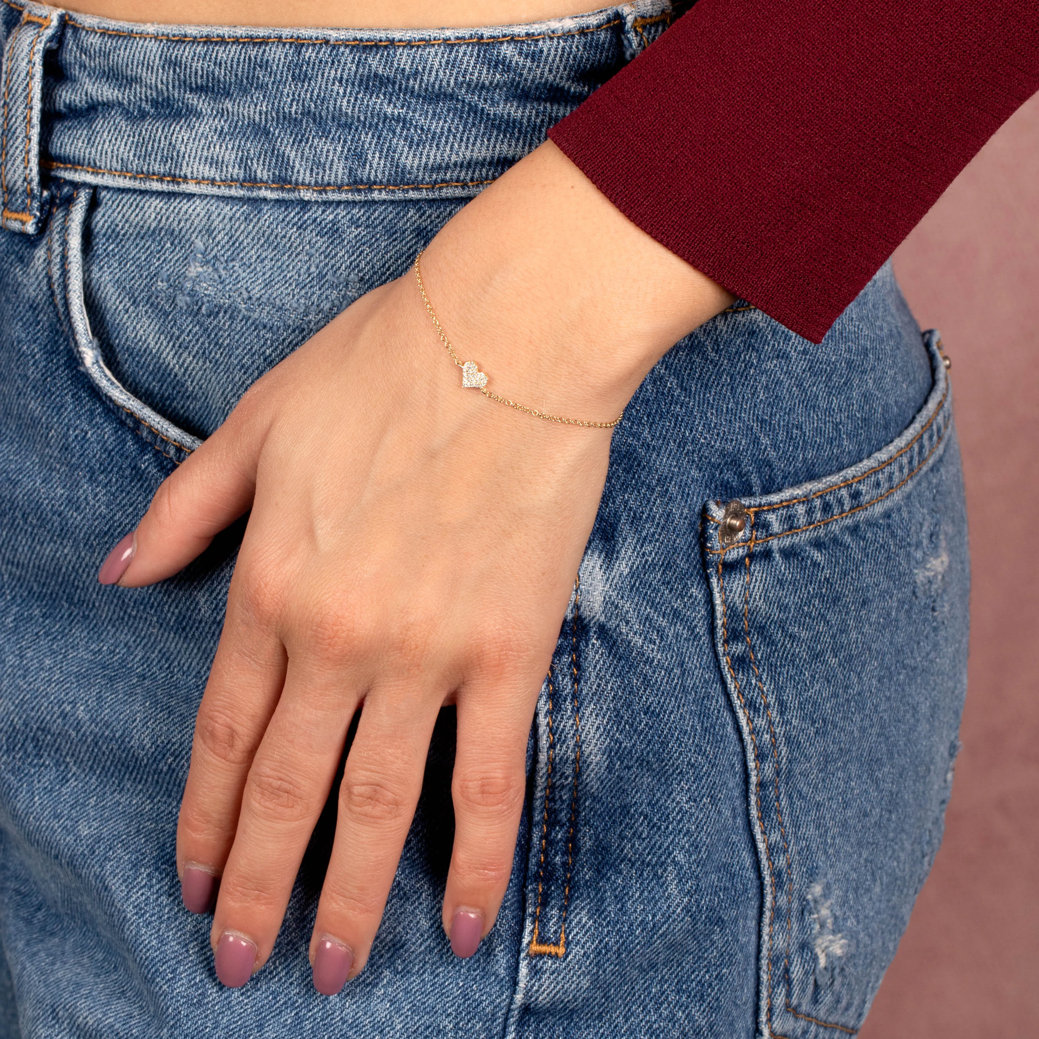 Diamond Heart Bracelet 14K