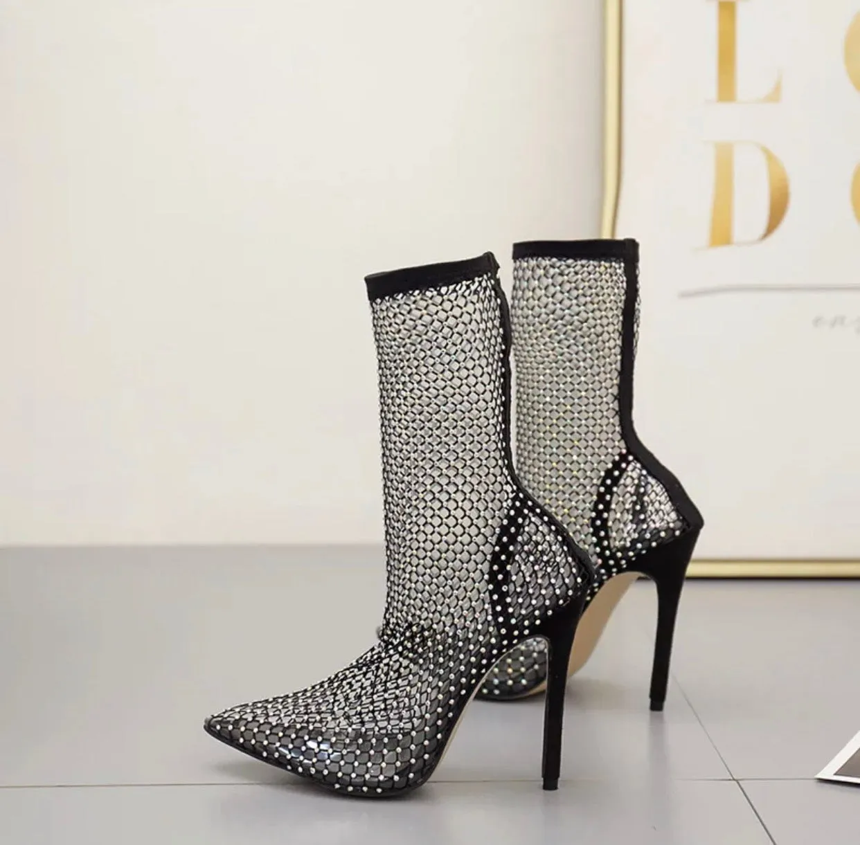 DIAMOND MESH BOOTIES