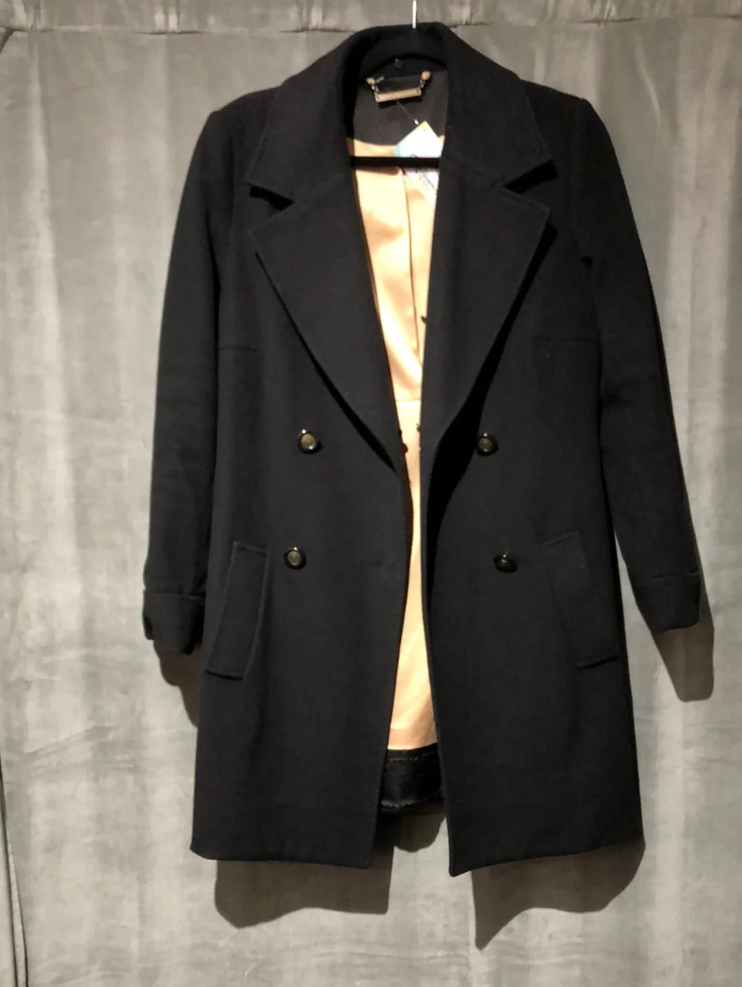 Diane von Furstenberg Black Double Breasted TrenchCoat