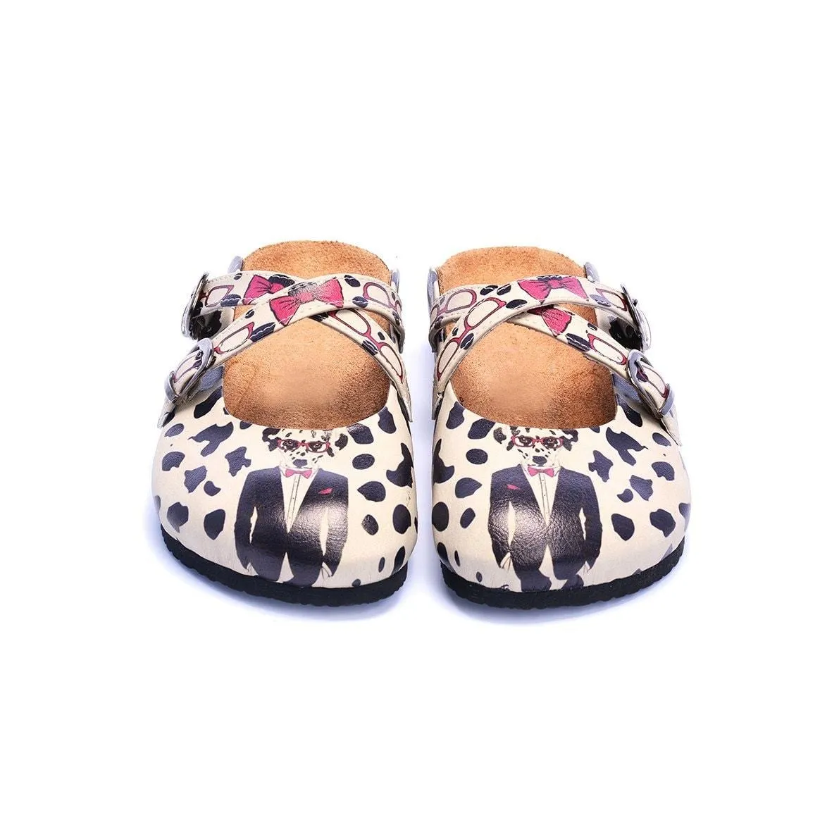 Dog With Pink Bow Tie and Glasses Design Clogs - CAL110