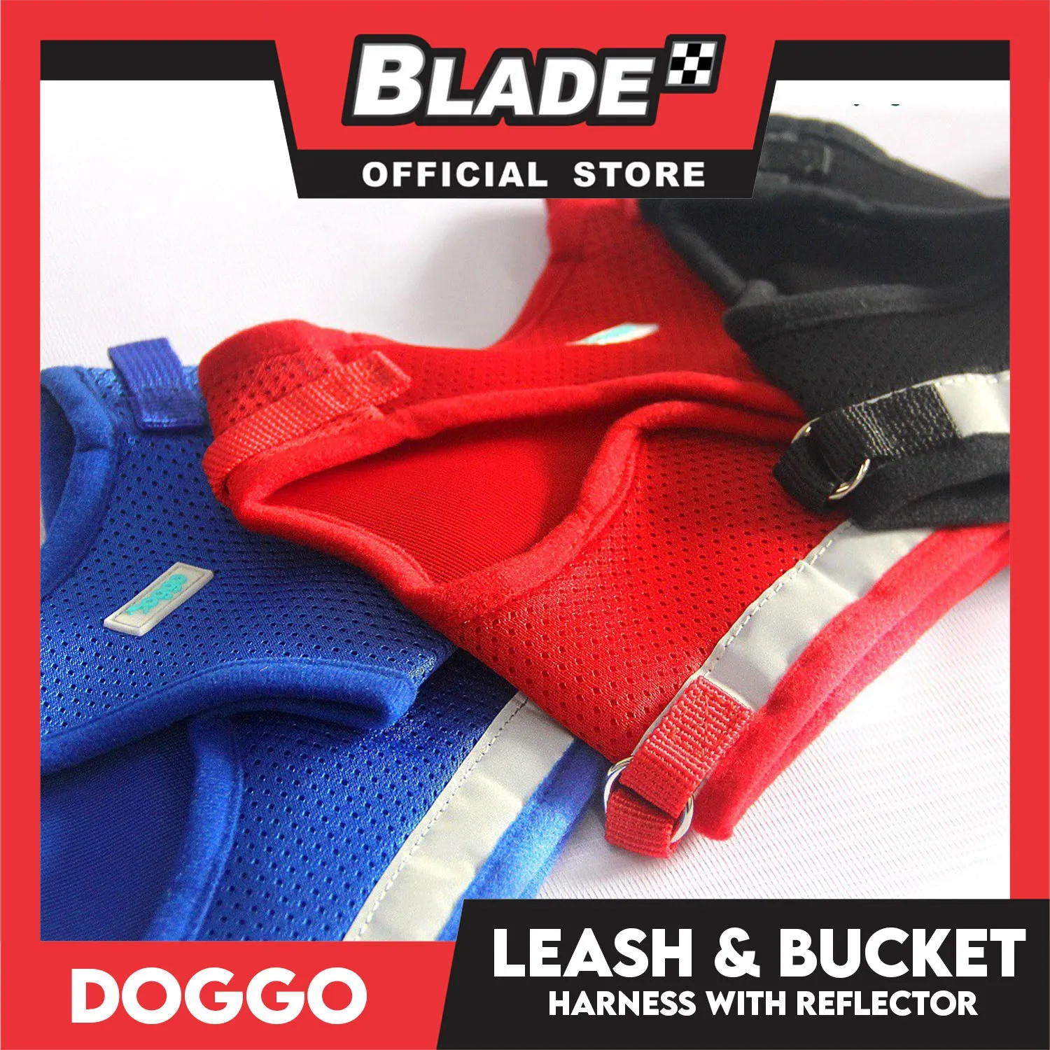 Doggo Leash and Bucket Harness with Reflector Extra Small (Blue) Perfect Set for Your Dog
