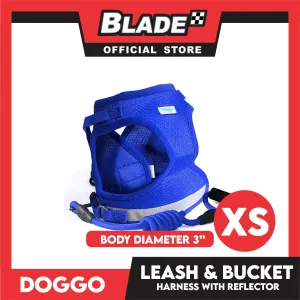Doggo Leash and Bucket Harness with Reflector Extra Small (Blue) Perfect Set for Your Dog