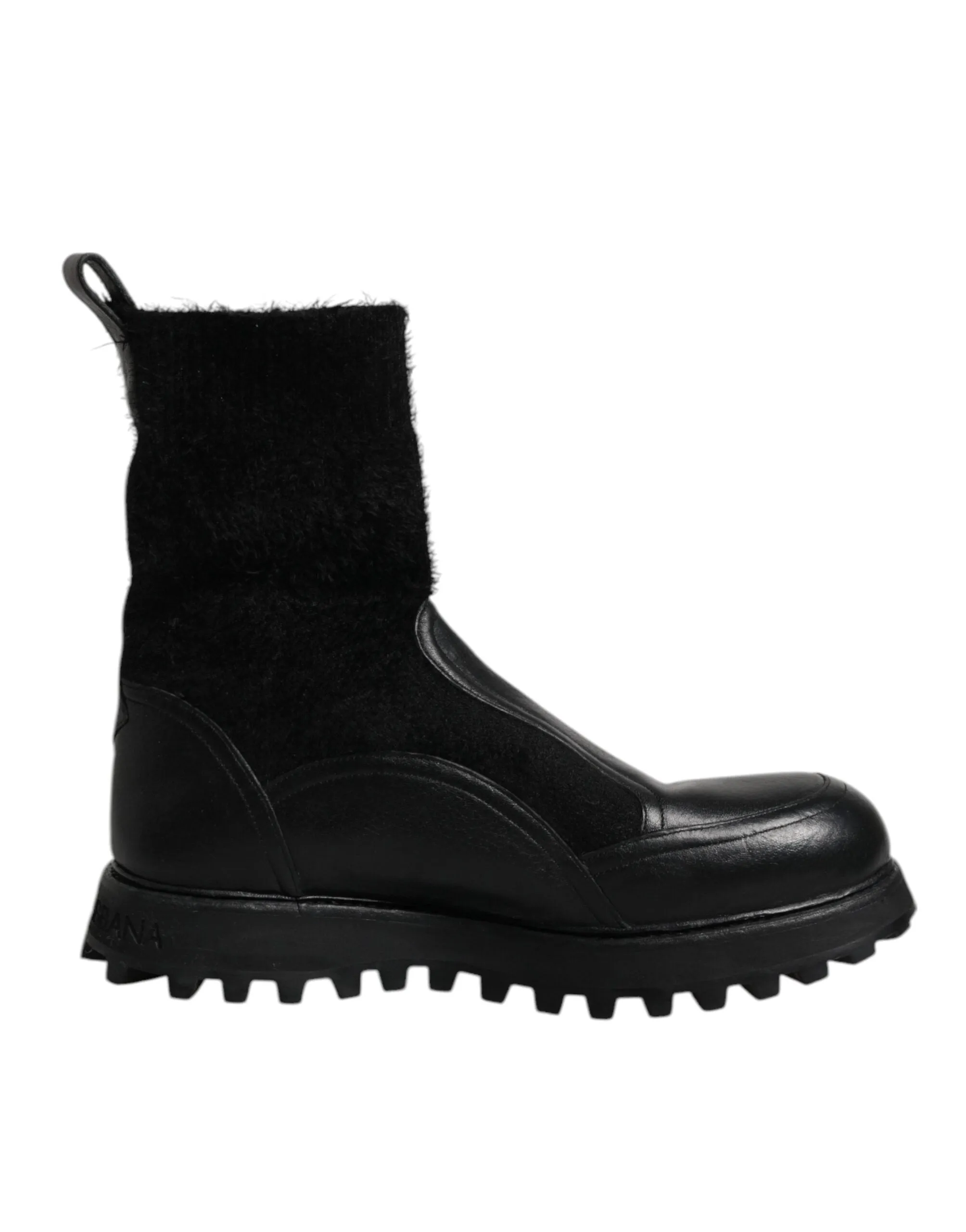 Dolce&Gabbana Men Black Ankle Boots Nylon Leather Casual Wedge Booties Sz EUR 44