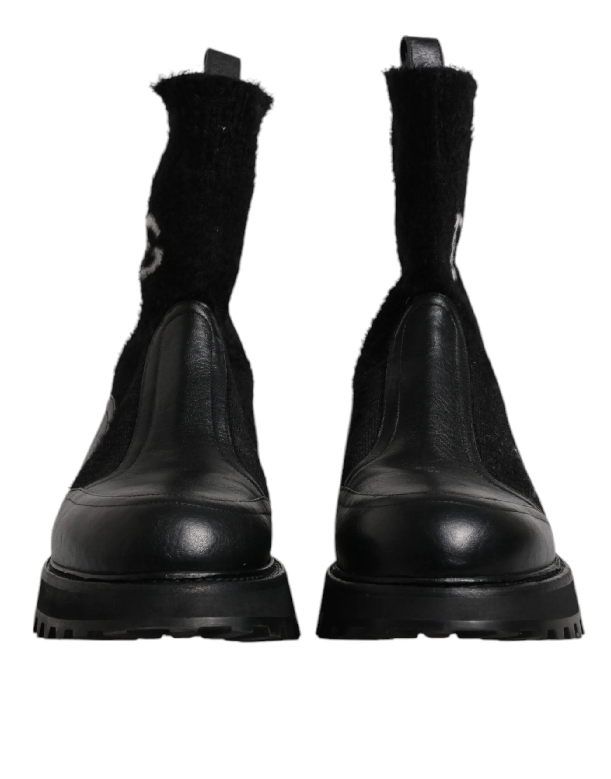 Dolce&Gabbana Men Black Ankle Boots Nylon Leather Casual Wedge Booties Sz EUR 44