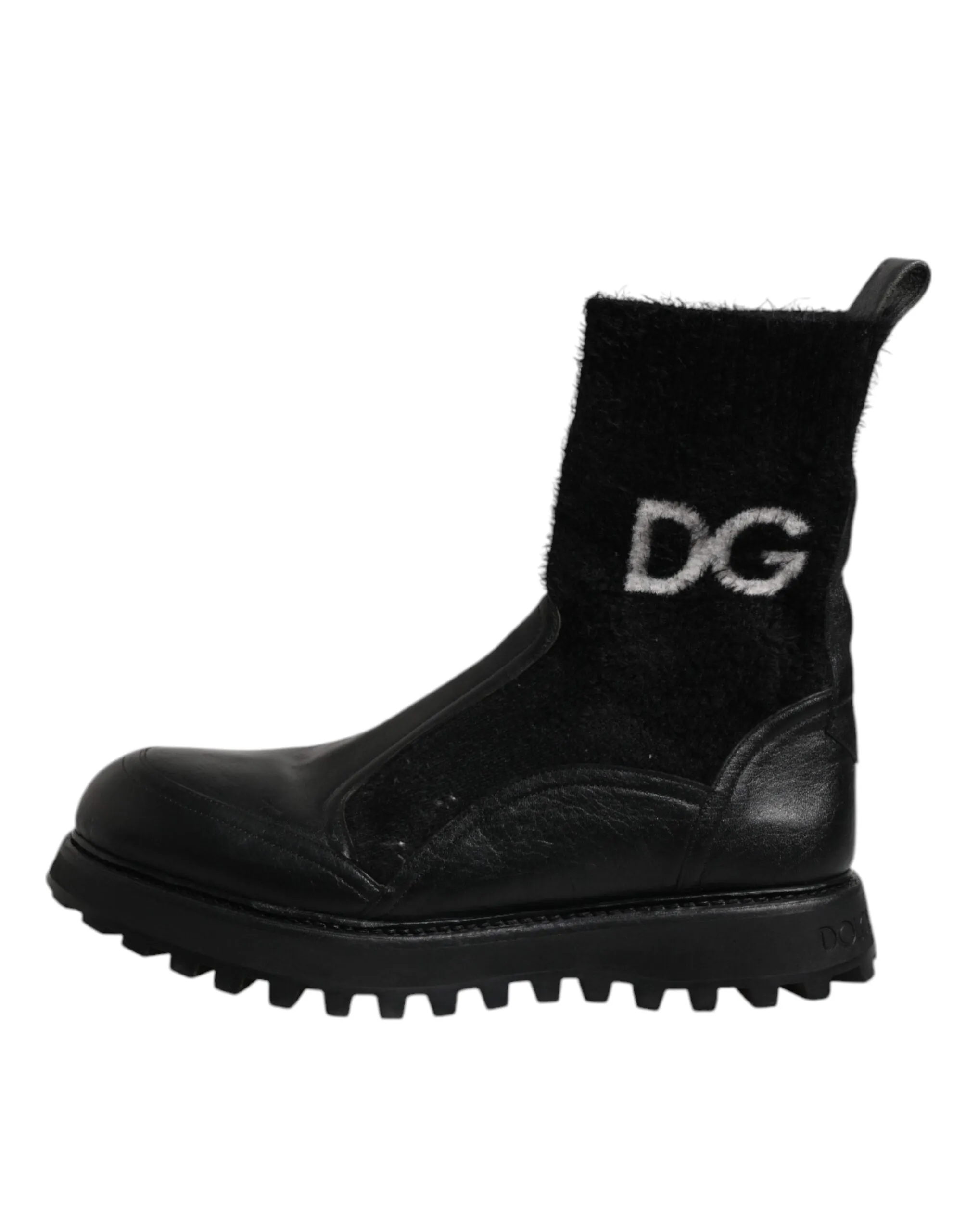 Dolce&Gabbana Men Black Ankle Boots Nylon Leather Casual Wedge Booties Sz EUR 44