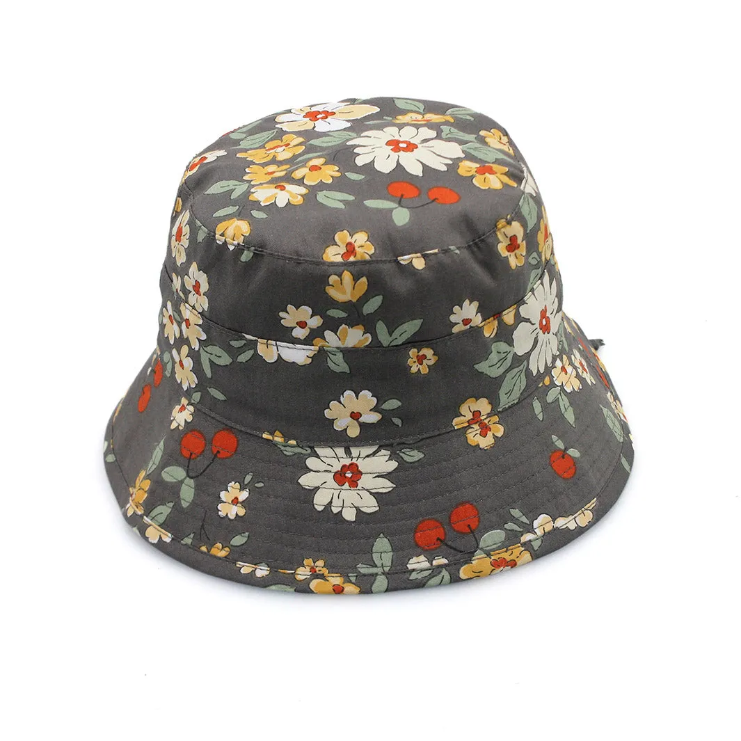 Dora Bucket Hat - Grey Flowers