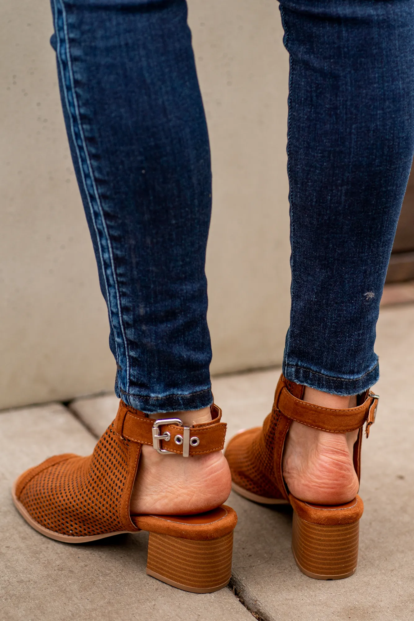 Doria Perforated Mule Sandal Heels