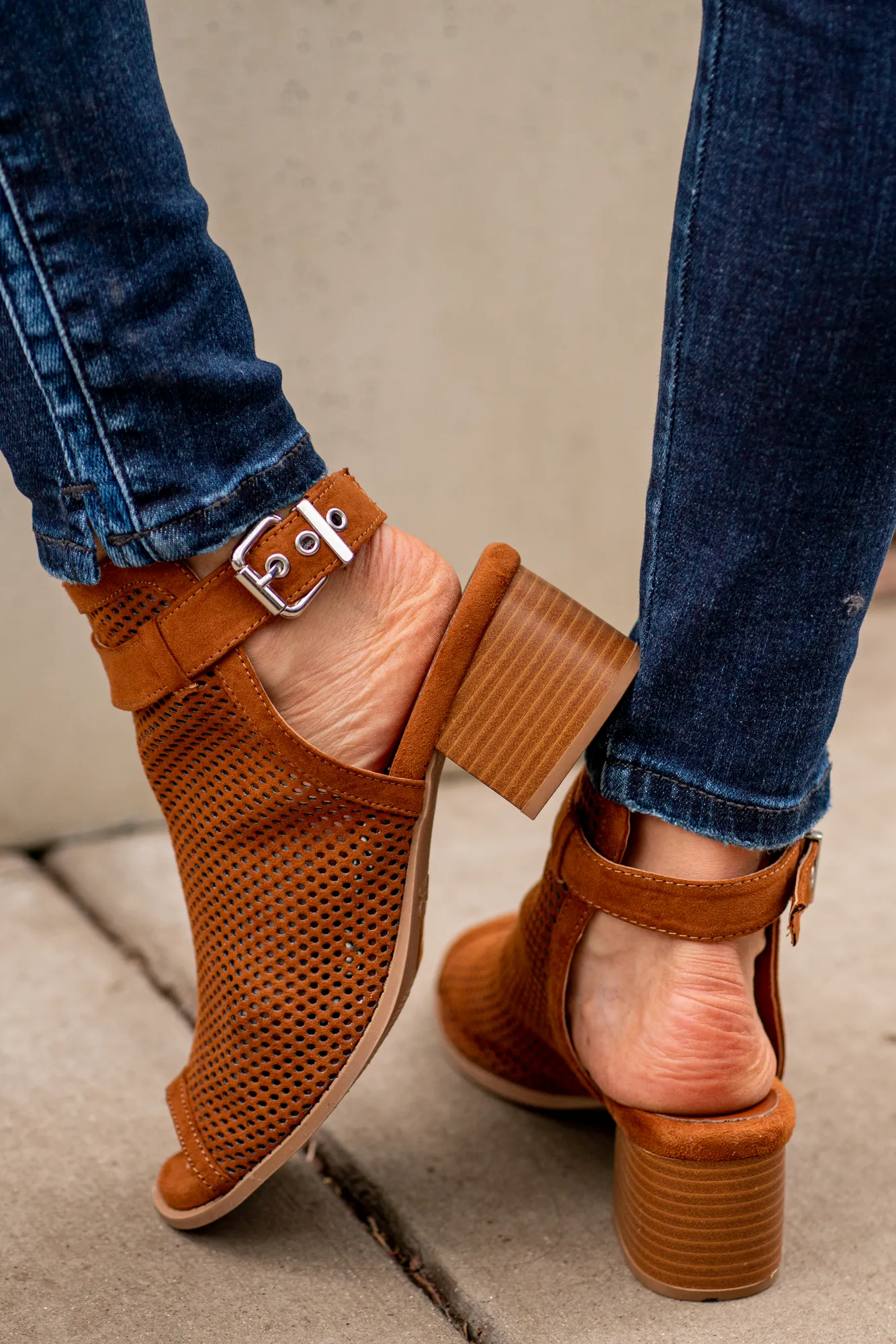 Doria Perforated Mule Sandal Heels