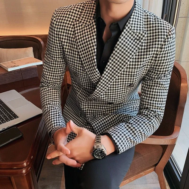 Double Breasted Blazer Social Mens Suit