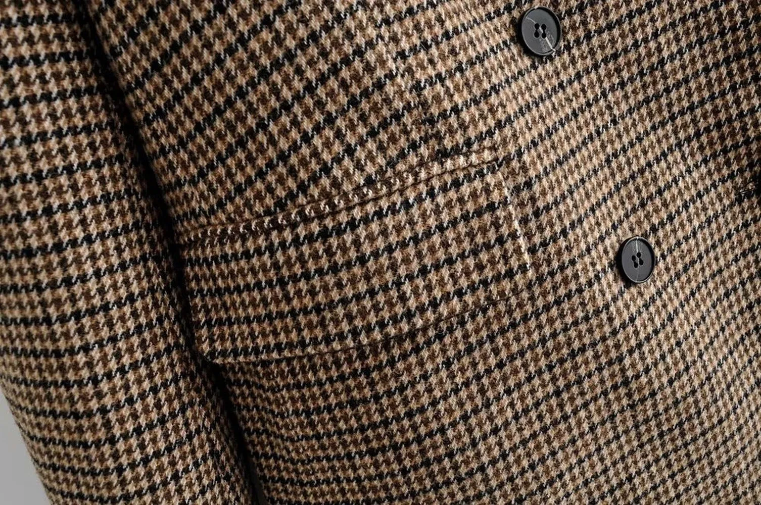 Double-breasted Houndstooth Suit Coat Cardigan Blazers