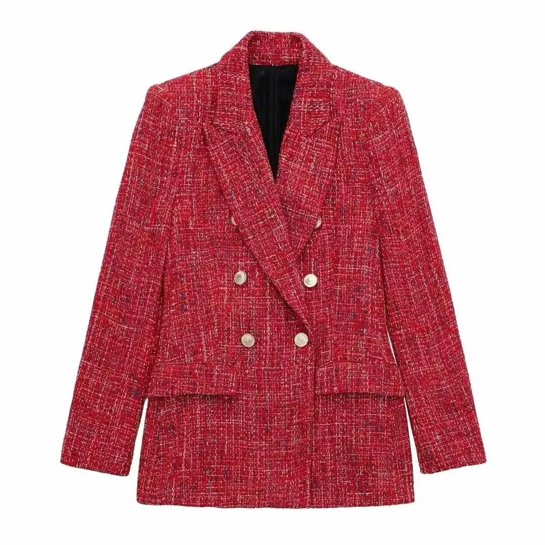 Double Breasted Tweed Blazer