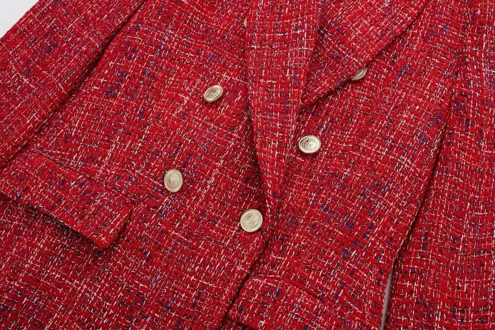 Double Breasted Tweed Blazer