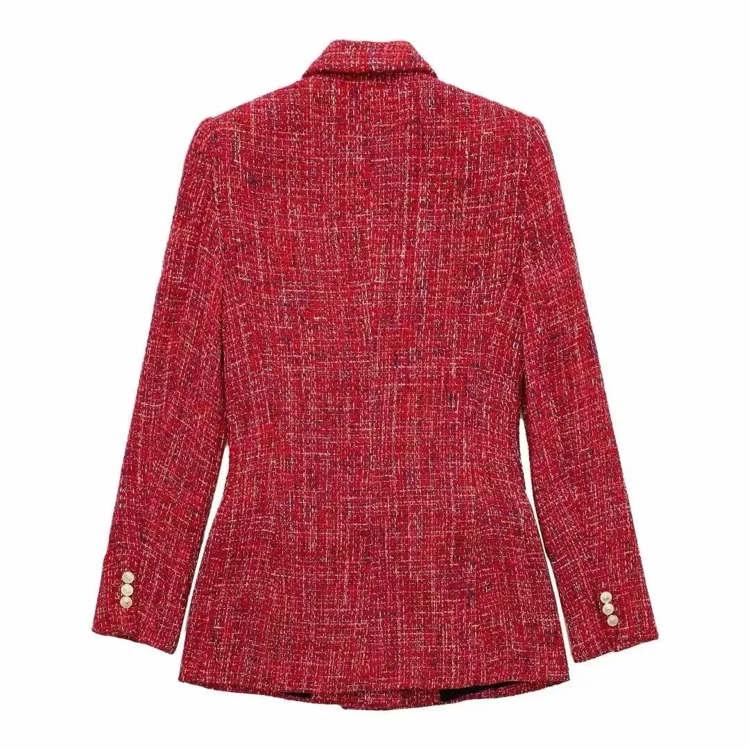 Double Breasted Tweed Blazer
