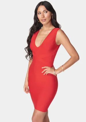 Double V Mini Bandage Dress