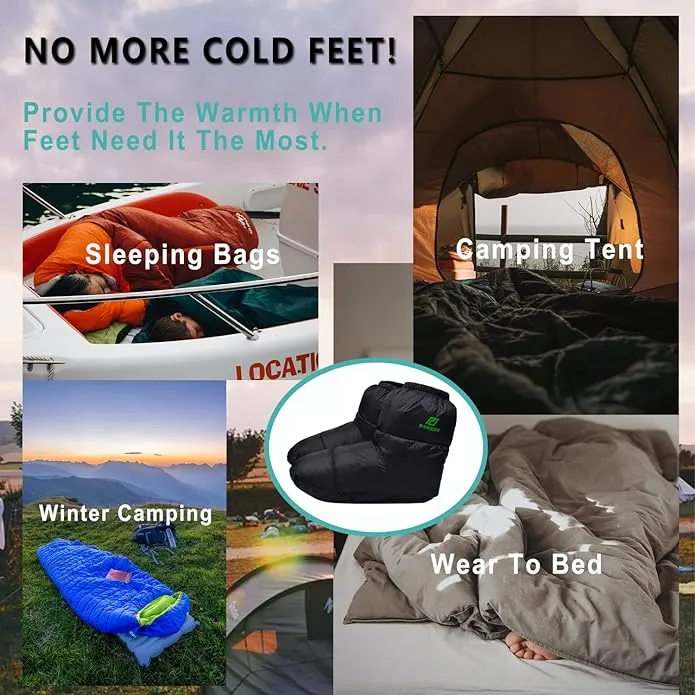 Down Booties Warm Socks for Men & Women - Ultralight Sleeping Sock for Camp, Backpacking - Soft & Cozy Camping Sleeping Bag Tent Down Slippers Foot Warmer