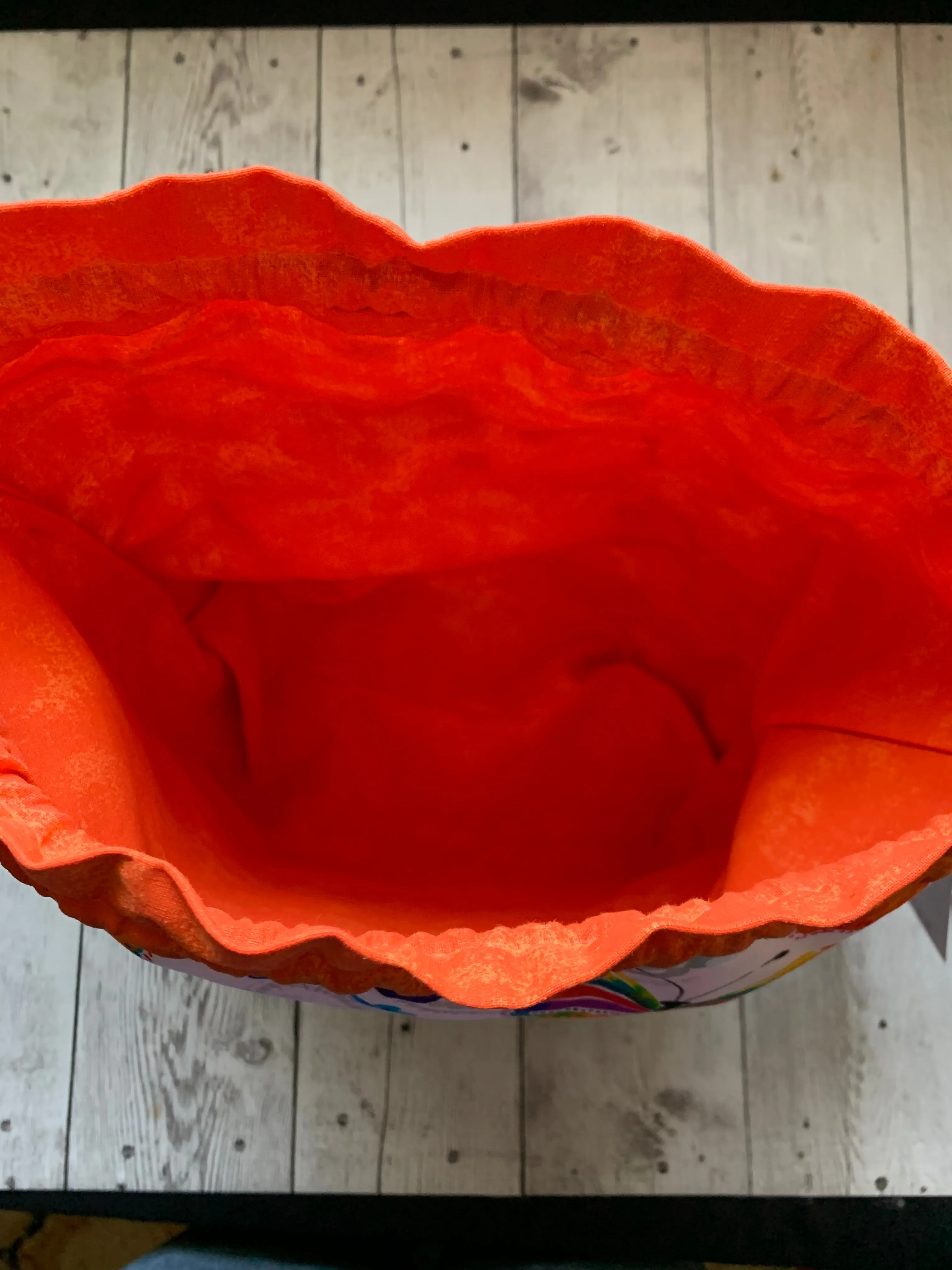 Drawstring Project Bag by Rose (X-LARGE) - COLORFUL BUTTERFLIES / Orange