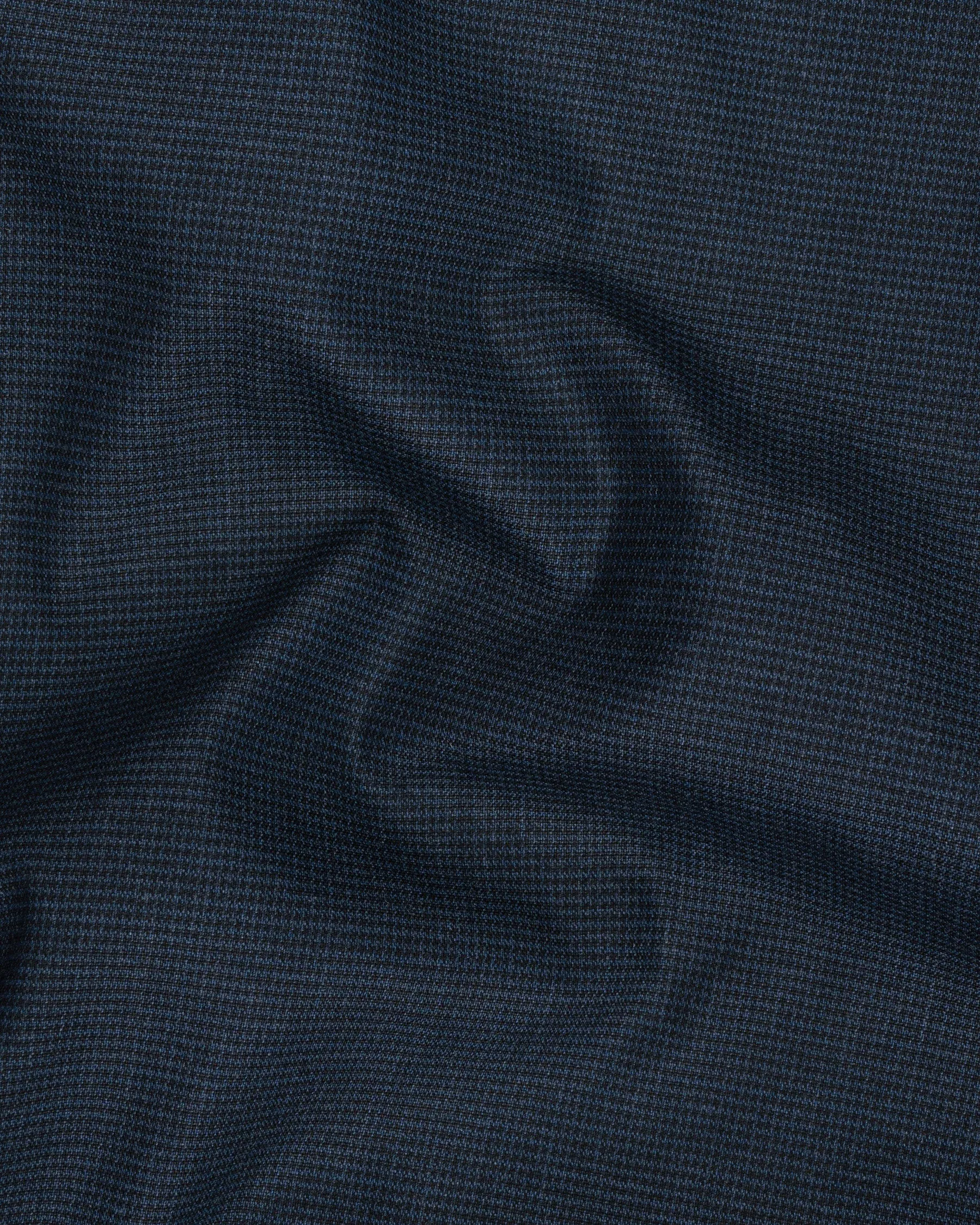 Ebony Clay Blue houndstooth Wool Rich Double Breasted Blazer