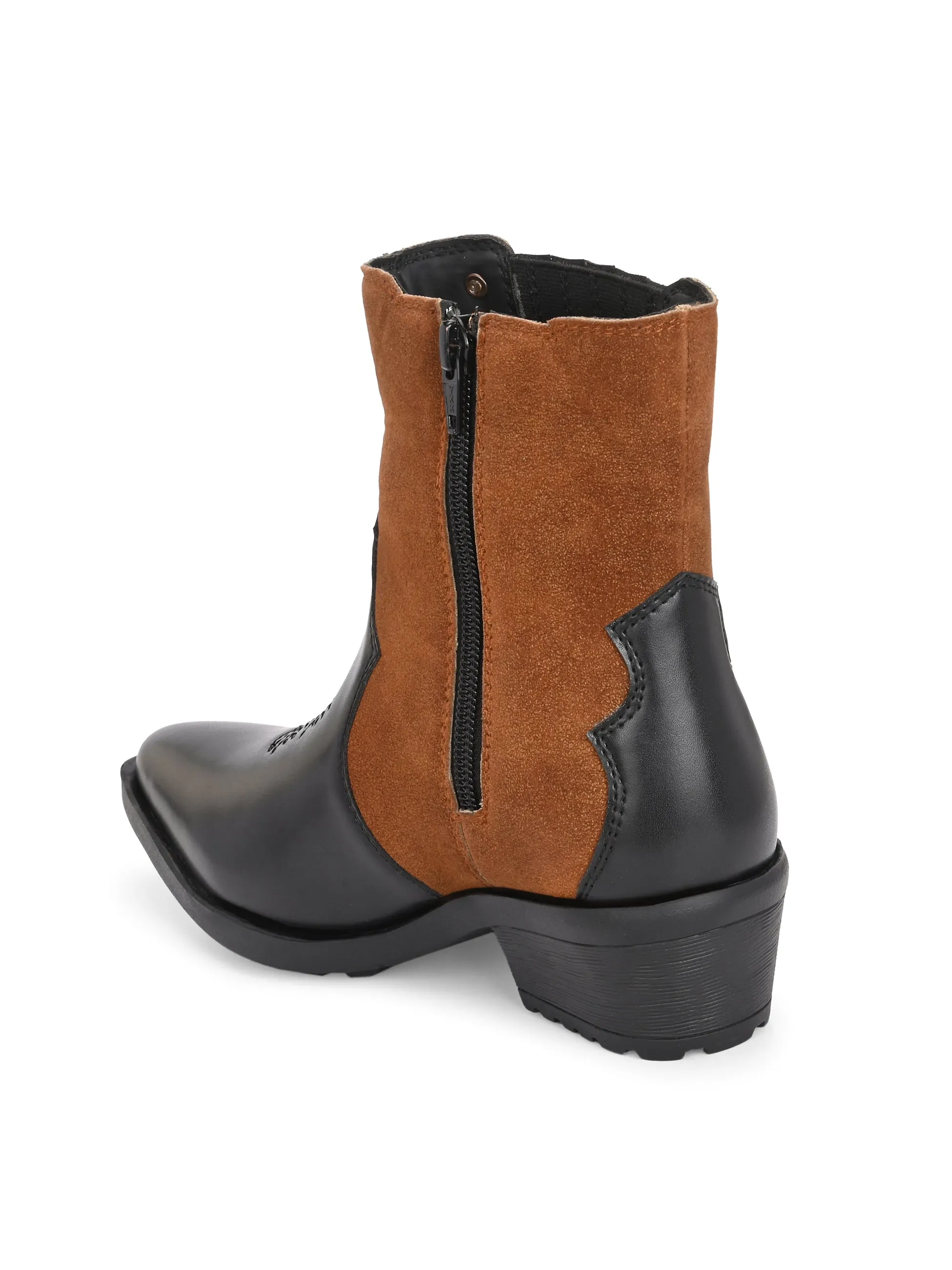 El Paso Women Faux Leather Casual Chelsea Cowboy Boots