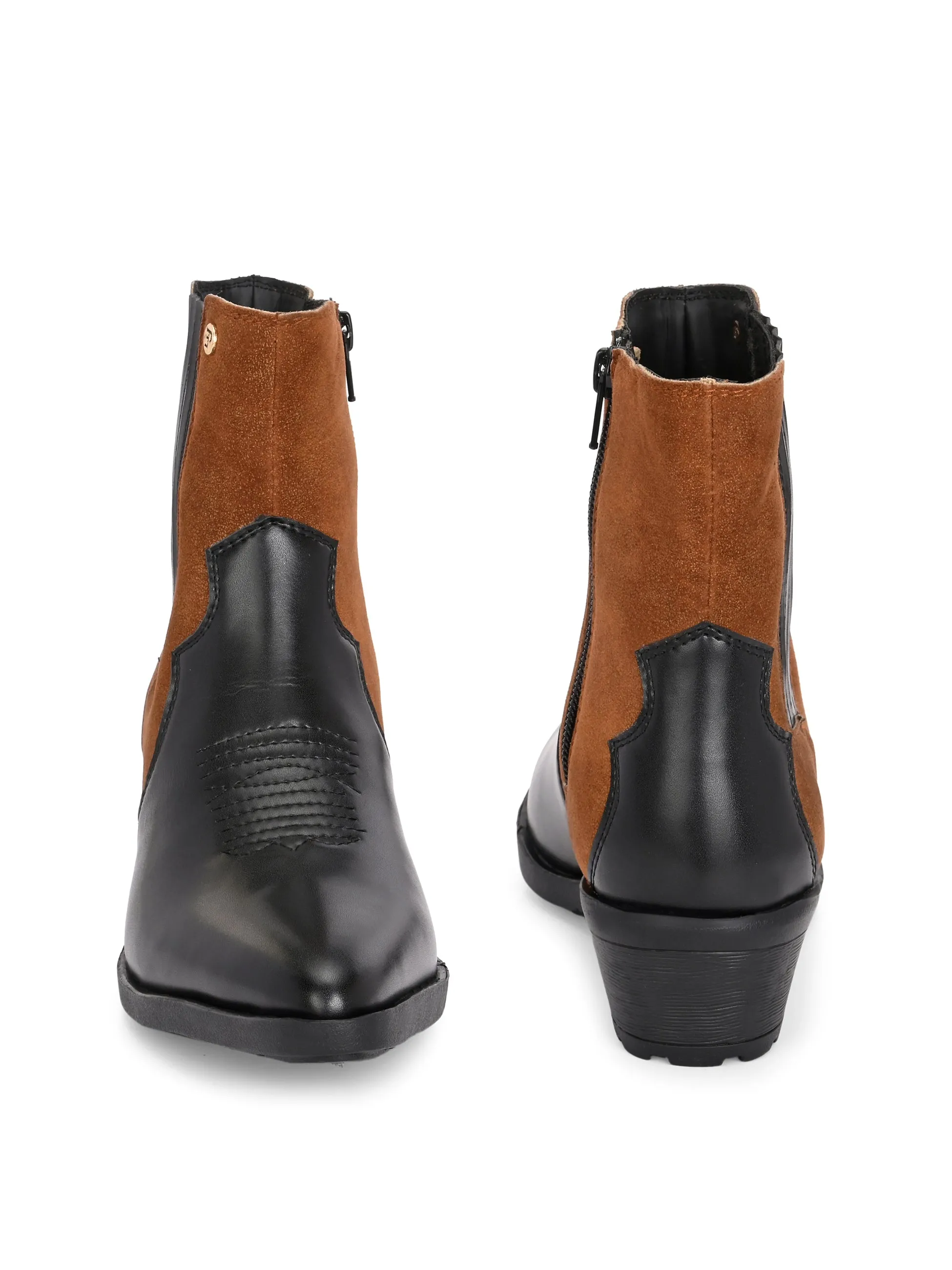 El Paso Women Faux Leather Casual Chelsea Cowboy Boots