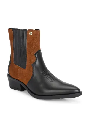 El Paso Women Faux Leather Casual Chelsea Cowboy Boots