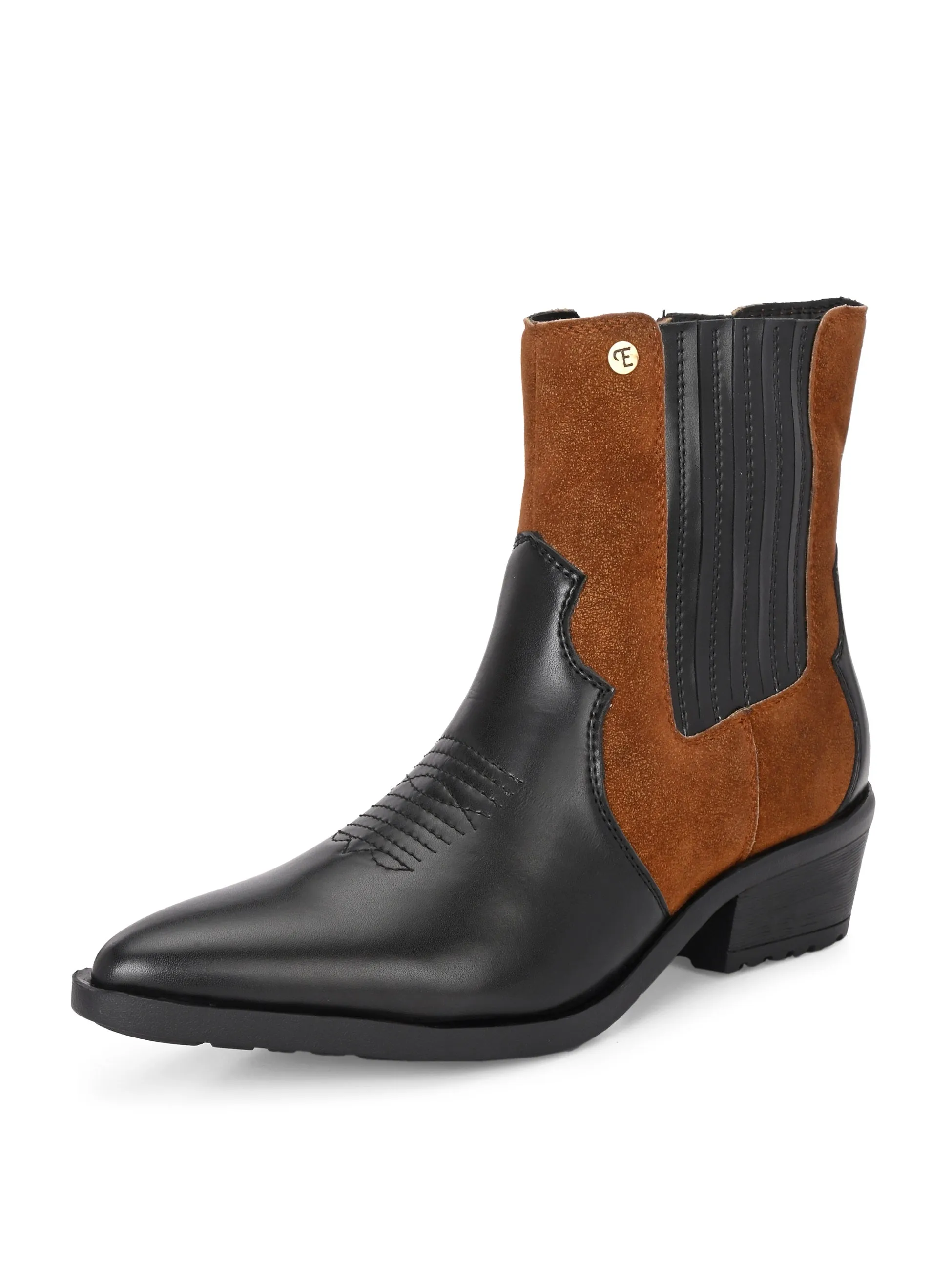 El Paso Women Faux Leather Casual Chelsea Cowboy Boots