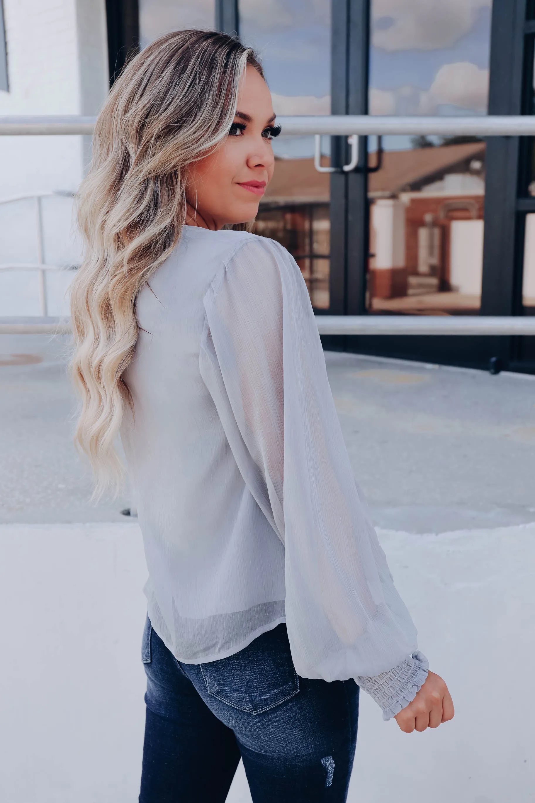 Elegance Rhinestone Blouse- Silver