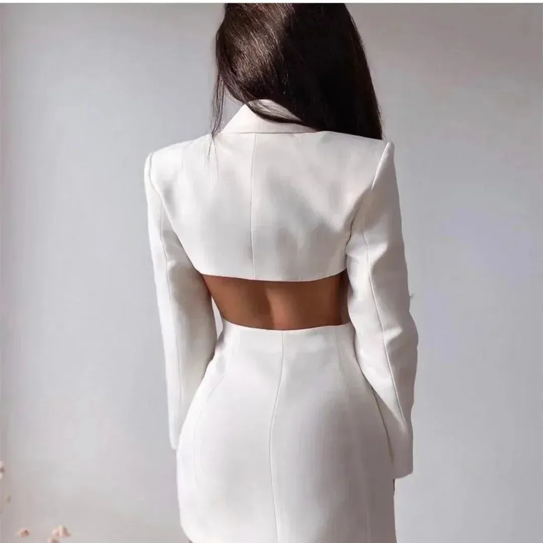 Elegant Blazer Solid Double Breasted