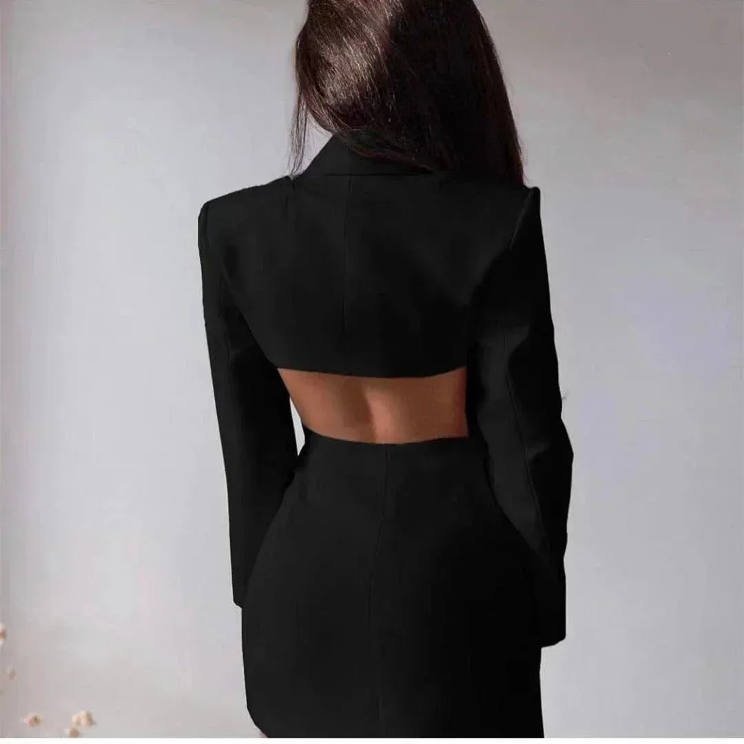 Elegant Blazer Solid Double Breasted