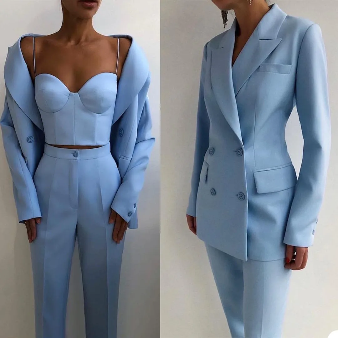 Elegant Peaked Lapel Blazer 2 Pieces ( Jacket   Pants )