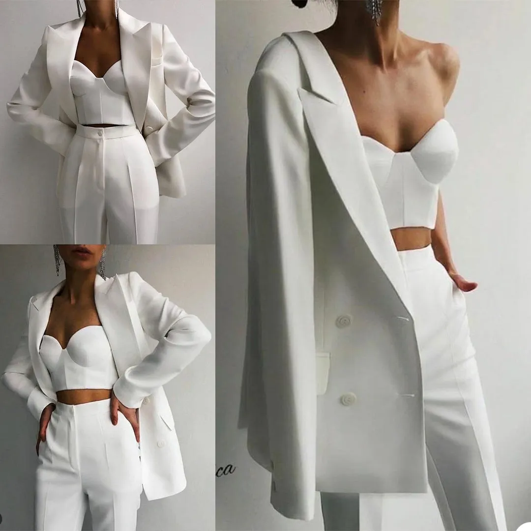 Elegant Peaked Lapel Blazer 2 Pieces ( Jacket   Pants )