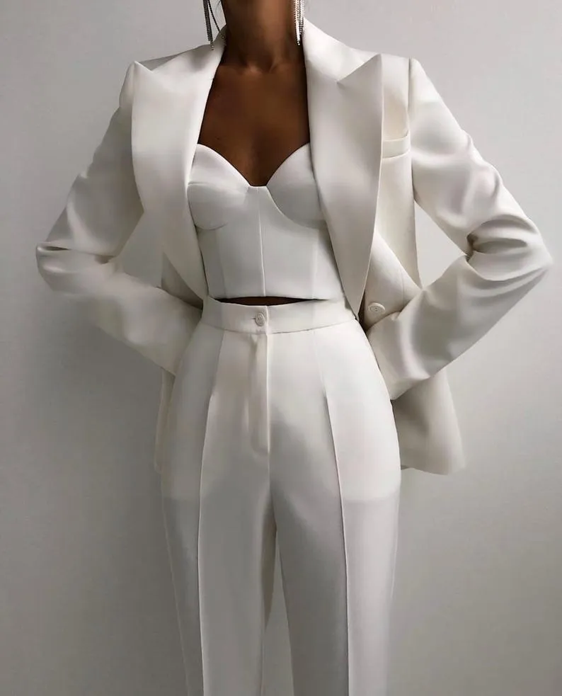 Elegant Peaked Lapel Blazer 2 Pieces ( Jacket   Pants )