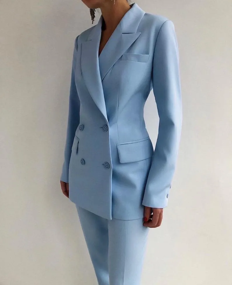 Elegant Peaked Lapel Blazer 2 Pieces ( Jacket   Pants )