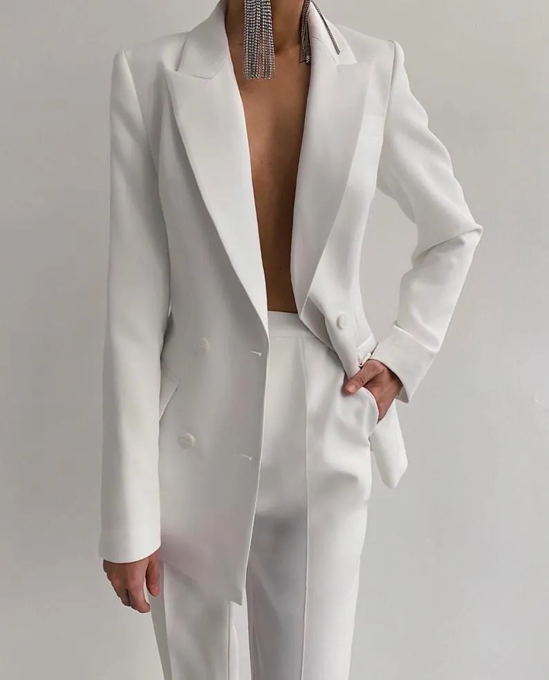 Elegant Peaked Lapel Blazer 2 Pieces ( Jacket   Pants )
