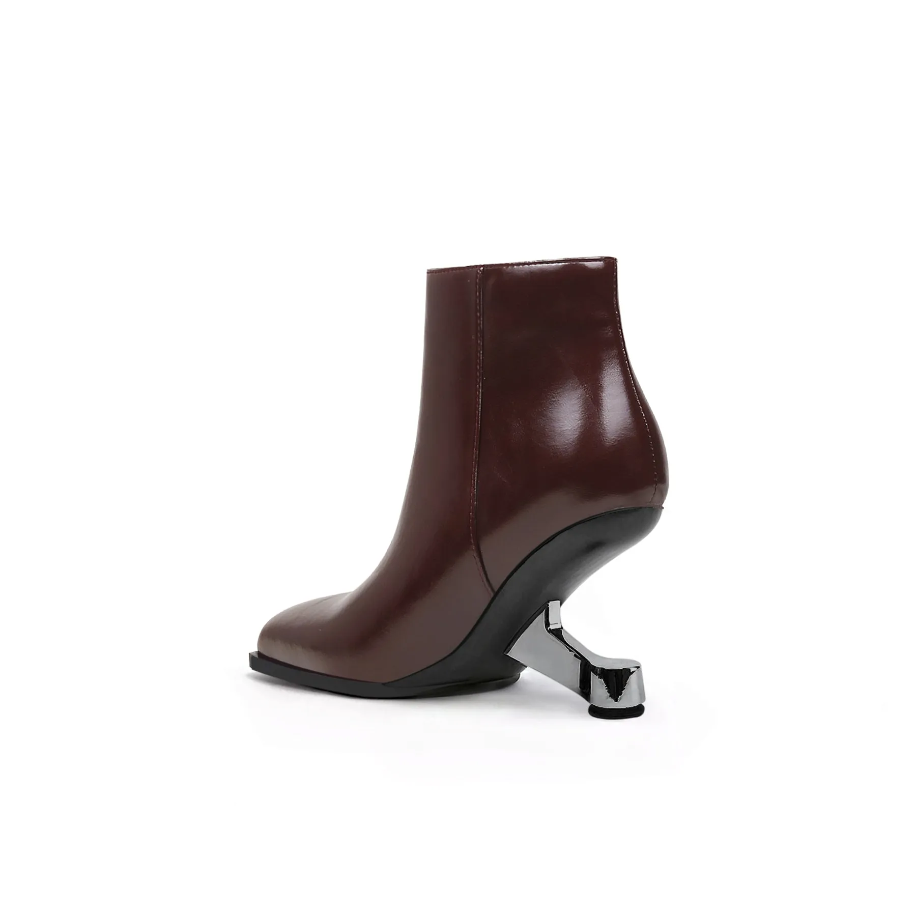 Elevator Heel Leather Bootie Wine