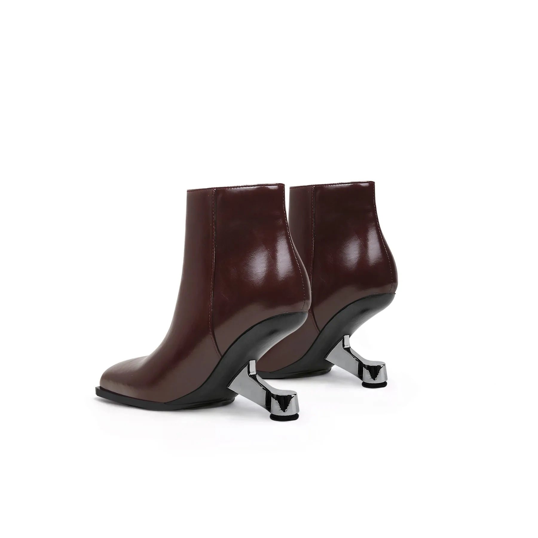 Elevator Heel Leather Bootie Wine