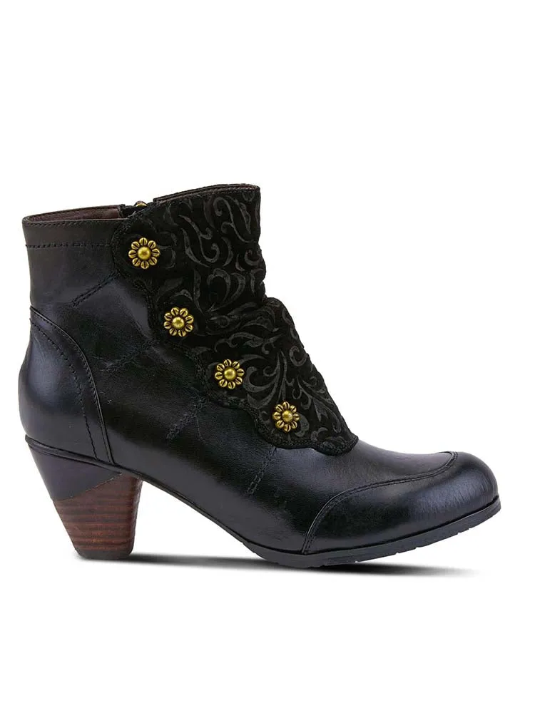 Embossed Leather Handmade Ankle Boots