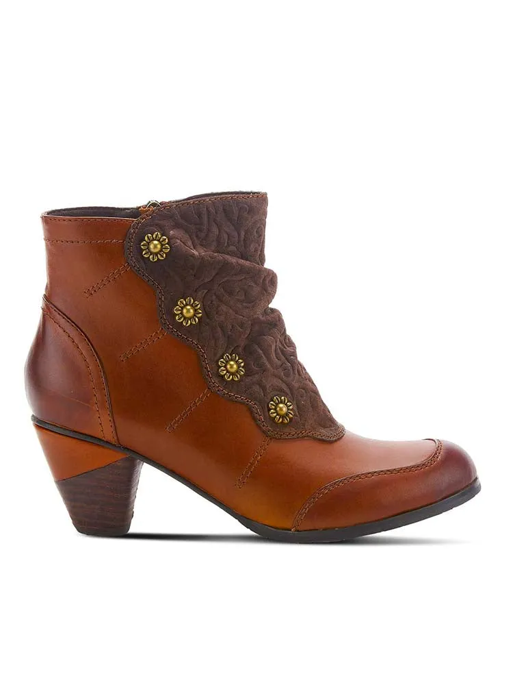 Embossed Leather Handmade Ankle Boots
