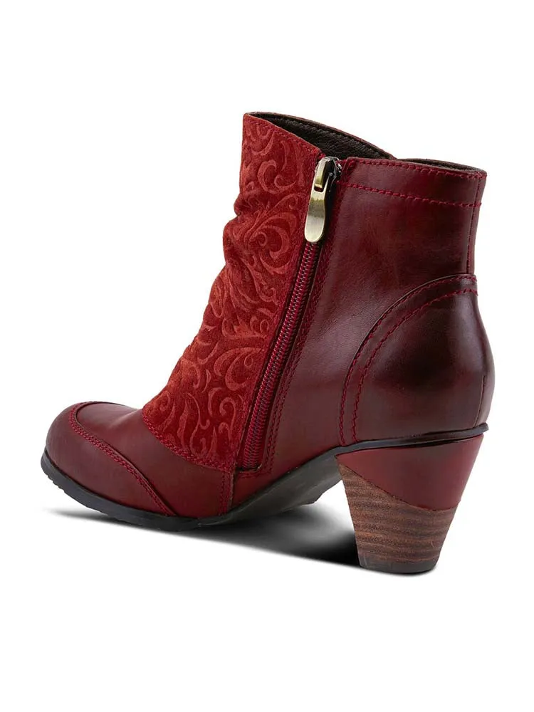 Embossed Leather Handmade Ankle Boots